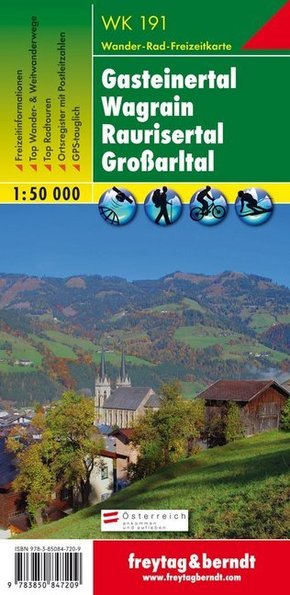 WK 191 Gasteinertal - Wagrain - Raurisertal - Großarltal, Wanderkarte 1:50.000