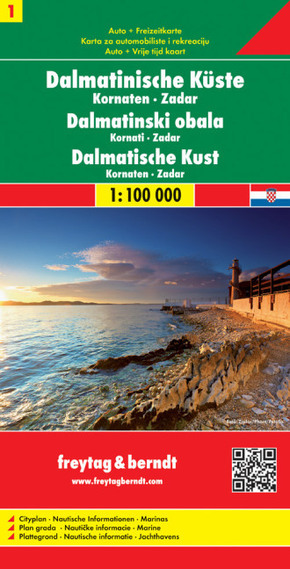 Dalmatinische Küste, Kornaten - Zadar, Autokarte 1:100.000. Dalmatinski obala. Dalmatische Kust. Dalmatian Coast. Cote D - Tl.1