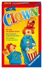 Ravensburger 23115 - Clown, Mitbringspiel für 2-6 Spieler, Kinderspiel ab 4 Jahren, kompaktes Format, Reisespiel, Würfel