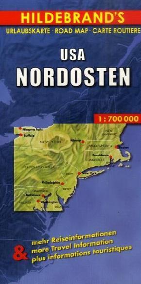 Hildebrand's Urlaubskarte USA Nordosten. USA Northeast. Etats-Unis Nord-Est
