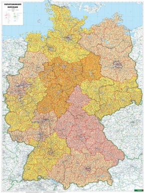 Deutschland Postleitzahlen, 1:700.000, Poster. Germany, Post Codes