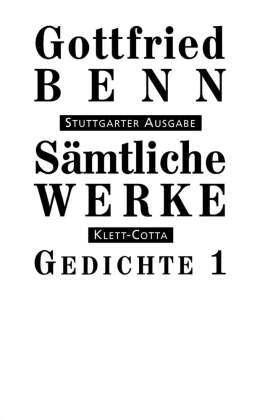 Sämtliche Werke - Stuttgarter Ausgabe. Bd. 1 - Gedichte 1 (Sämtliche Werke - Stuttgarter Ausgabe, Bd. 1) - Tl.1