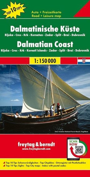 Freytag & Berndt Autokarte Dalmatinische Küste / Dalmatinski obala / Dalmatische kust / Dalmatian Coast / Cote Dalmatie