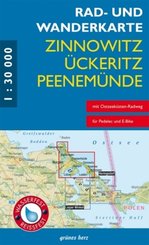 Rad- und Wanderkarte Zinnowitz, Ückeritz, Peenemünde