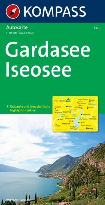 KOMPASS Autokarte Gardasee, Iseosee 1:125.000. Lago di Garda, Lago d' Iseo