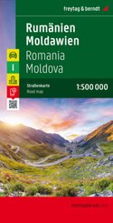 Rumänien - Moldawien, Straßenkarte 1:500.000, freytag & berndt. Romania, Moldova