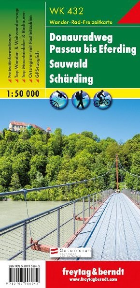 Freytag & Berndt Wander-, Rad- und Freizeitkarte Donauradweg Passau, Eferding, Sauwald, Schärding