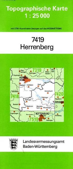 Topographische Karte Baden-Württemberg Herrenberg