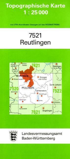 Topographische Karte Baden-Württemberg Reutlingen