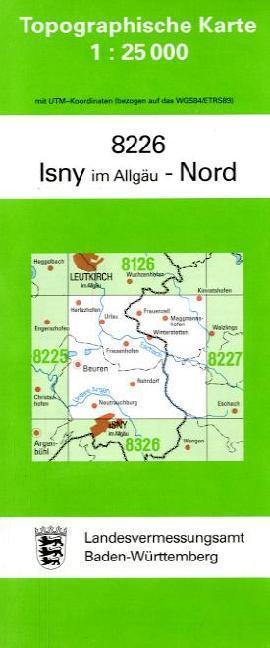 Topographische Karte Baden-Württemberg Isny im Allgäu, Nord