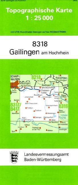 Topographische Karte Baden-Württemberg Gailingen am Hochrhein