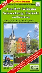 Radwander- und Wanderkarte Aue - Bad Schlema, Schneeberg, Zwönitz und Umgebung
