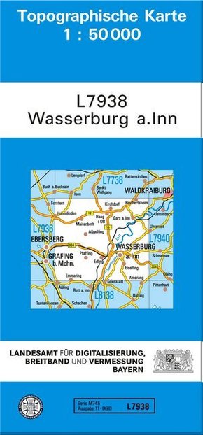 Topographische Karte Bayern Wasserburg a. Inn