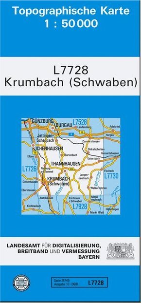 Topographische Karte Bayern Krumbach (Schwaben)