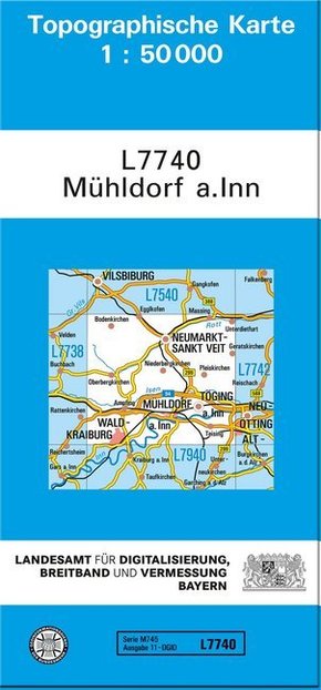 Topographische Karte Bayern Mühldorf a. Inn