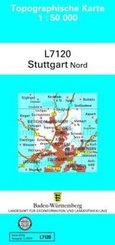 Topographische Karte Baden-Württemberg Stuttgart Nord