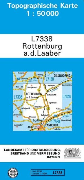 Topographische Karte Bayern Rottenburg a. d. Laaber