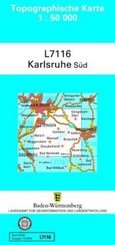 Topographische Karte Baden-Württemberg, Zivilmilitärische Ausgabe - Karlsruhe-Süd