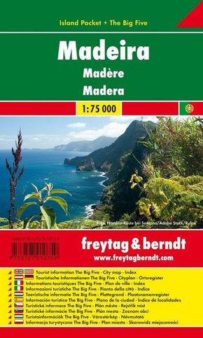 Freytag & Berndt Autokarte Madeira, 1:75.000, Island Pocket + The Big Five. Madère. Madera