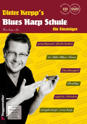 Dieter Kropp's Blues Harp Schule, m. 1 Audio-CD, m. 1 DVD-ROM