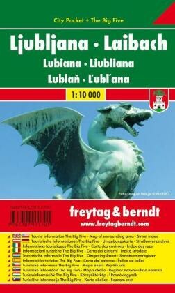 Freytag & Berndt Stadtplan Ljubljana. Laibach. Lubiana; Liubliana; Lublan; L'ubl'ana. Laibach. Lubiana; Liubliana; Lubla