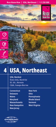 Reise Know-How Landkarte USA, Nordost / USA, Northeast  (1:1.250.000) : Maine, Maryland, New York, Ohio, West Virginia,
