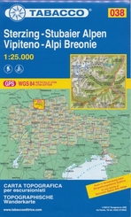 Tabacco topographische Wanderkarte Sterzing, Stubaier Alpen. Vipiteno, Alpi Breonie