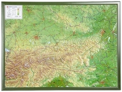 Österreich, Reliefkarte, Groß, mit Holzrahmen