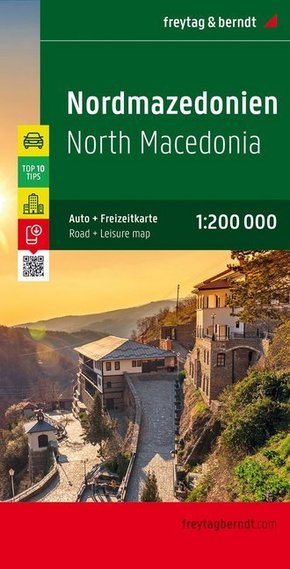 Nordmazedonien, Autokarte. Makedonija. Macedonie. Macedoine. Macedonia