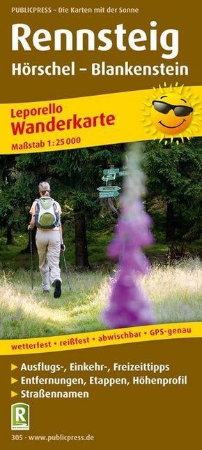 PublicPress Wanderkarte Rennsteig, Hörschel - Blankenstein, 34 Teilktn.