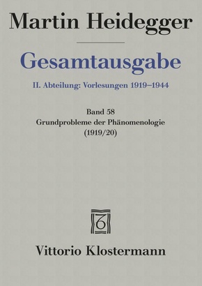 Grundprobleme der Phänomenologie (Wintersemester 1919/20)
