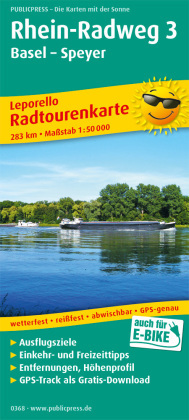 PublicPress Leporello Radwanderkarte Rhein-Radweg, 28 Teilktn. - Tl.3