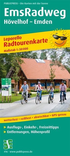 PublicPress Leporello Radtourenkarte EmsRadweg, Hövelhof - Emden