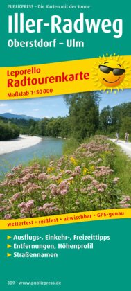 PublicPress Leporello Radtourenkarte Iller-Radweg, Oberstdorf - Ulm