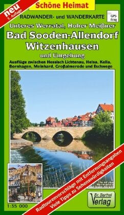 Radwander- und Wanderkarte Unteres Werratal, Hoher Meißner, Bad Sooden-Allendorf, Witzenhausen und Umgebung