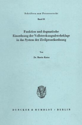 Funktion und dogmatische Einordnung der Vollstreckungsabwehrklage in das System der Zivilprozeßordnung.