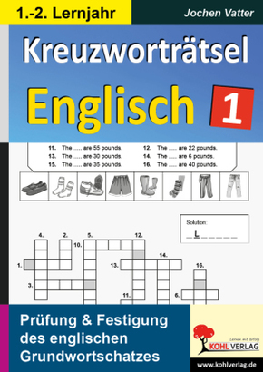 Kreuzworträtsel Englisch - 1.-2. Lernjahr