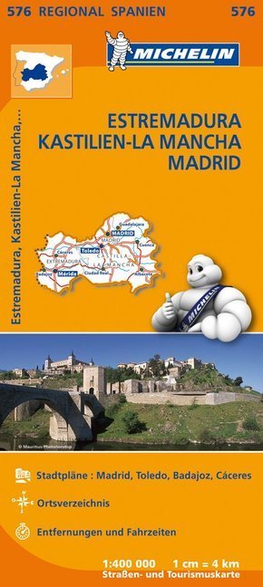 Michelin Karte Estremadura, Kastilien-La Mancha, Madrid; Espana Centro, Castilla-La Mancha, Madrid