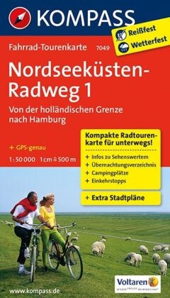 Kompass Fahrrad-Tourenkarte Nordseeküstenradweg - Tl.1