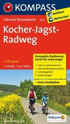 KOMPASS Fahrrad-Tourenkarte Kocher-Jagst-Radweg, 1:50000
