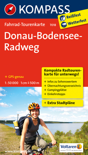KOMPASS Fahrrad-Tourenkarte Donau-Bodensee-Radweg 1:50.000
