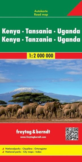 Freytag & Berndt Autokarte Kenya, Tansania, Uganda, Ruanda. Kenia, Tanzania, Uganda