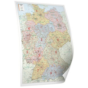 Kastanea Postleitzahlenkarte Deutschland, 98 x 129 cm, 1:700 000, Papierkarte gerollt, folienbeschichtet und beleistet