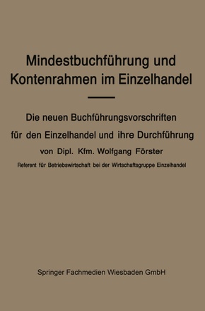 Mindestbuchführung und Kontenrahmen im Einzelhandel