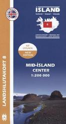 Island - Landshlutakort Mid-Island (Hochland / Mitte)