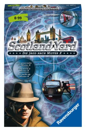 Ravensburger 23381 - Scotland Yard, Mitbringspiel für 2-4 Spieler, Kinderspiel ab 8 Jahren, kompaktes Format, Reisespiel