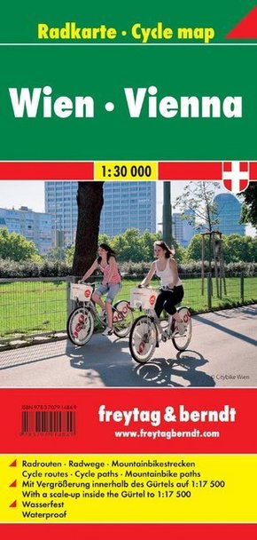 Wien, Radkarte 1:30.000. Freytag & Berndt Cycle map Vienna