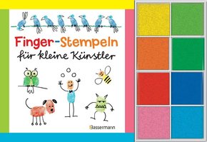 Finger-Stempeln für kleine Künstler, Buch mit 8 Stempelkissen