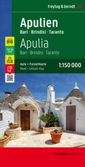 Apulien, Straßen- und Freizeitkarte 1:150.000, freytag & berndt; Apulia, Bari, Brindisi, Taranto