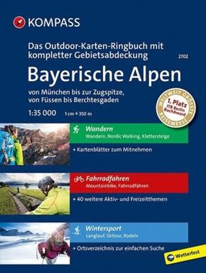 KOMPASS Outdoor-Karte Ringbuch Bayerische Alpen - von München bis zur Zugspitze, von Füssen bis Berchtesgaden 1:35.000